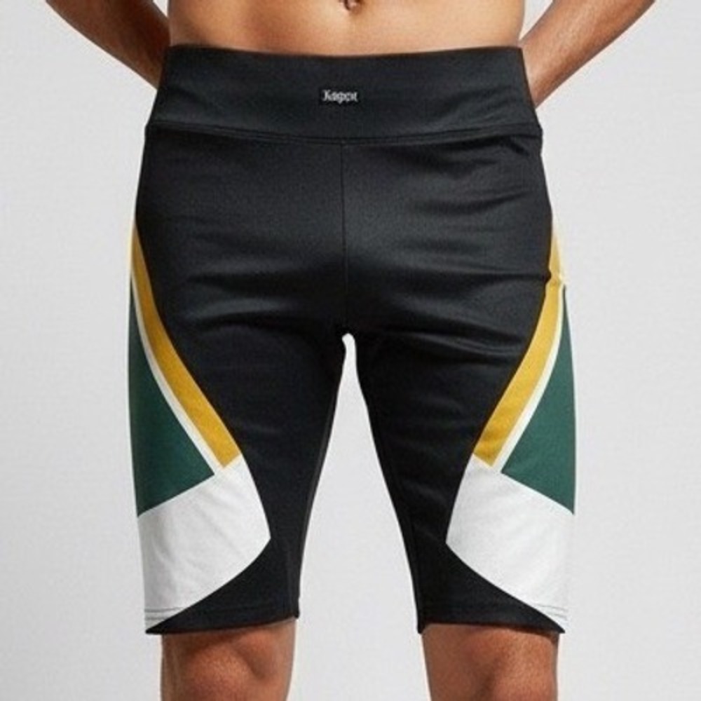 Kappa Men Black Athletic Color Block Biker Shorts Medium‎